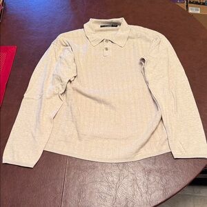 J. Ferrar Cream Long Sleeve Polo Shirt